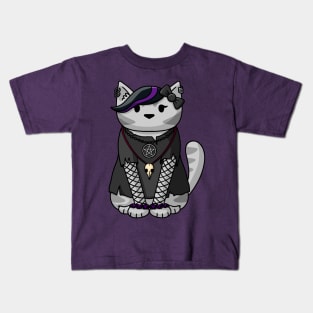 Goth Tabby Cat Kids T-Shirt